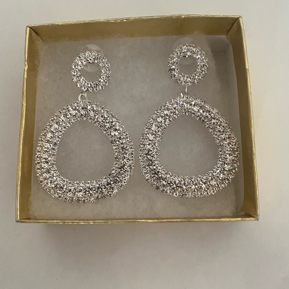 Glamorous  silver studded special occasion earrings
